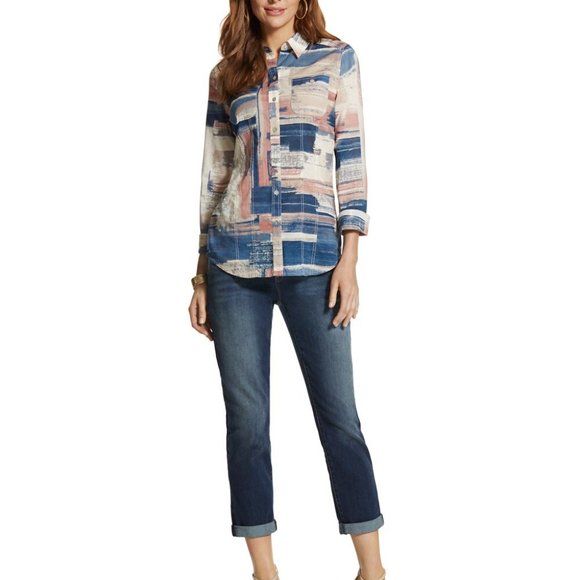 Chico’s So Slimming Deep Cypress Lake Girlfriend Crop Jeans | Size 2.5 (14) - Picture 3 of 4